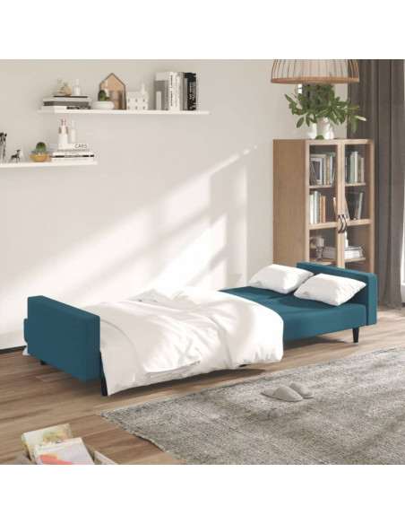 Divano Letto a 2 Posti Blu in Velluto