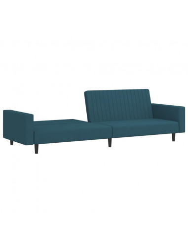 Divano Letto a 2 Posti Blu in Velluto