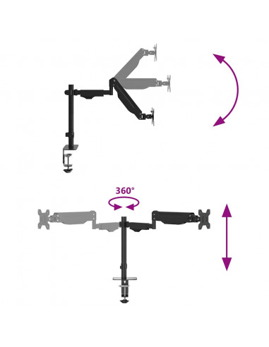Braccio TV Singolo per Schermo 27 Pollici Molla a Gas 10 kg