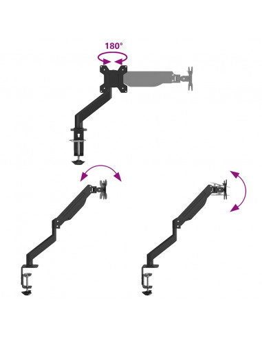 Braccio TV Singolo per Schermo Max 27 Pollici Molla a Gas 20 kg