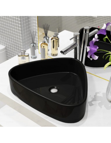 Lavabo Triangolo in Ceramica Nero 50,5x41x12 cm