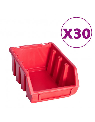 Kit Contenitori 136 pz con Pannelli a Parete Rosso e Nero