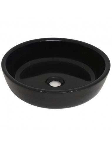 Lavandino Tondo in Ceramica Nero 42x12 cm