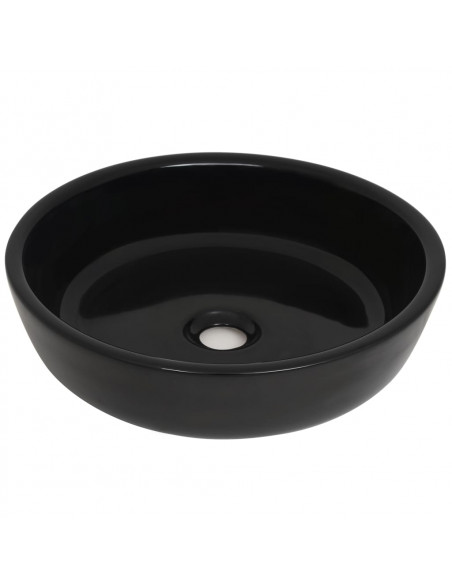 Lavandino Tondo in Ceramica Nero 42x12 cm