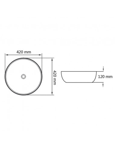 Lavandino Tondo in Ceramica Nero 42x12 cm