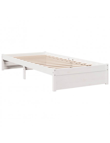 Letto Libreria senza Materasso Bianca 90x200 cm Legno di Pino