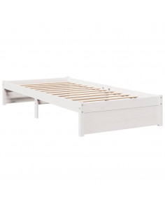 Letto Libreria senza Materasso Bianco 100x200 cm Legno di Pino 2