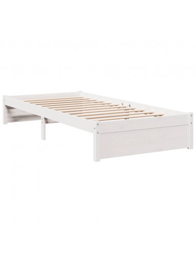 Letto Libreria senza Materasso Bianco 100x200 cm Legno di Pino