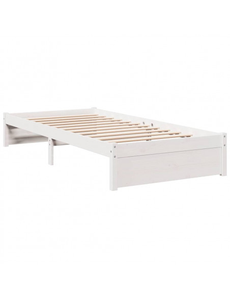 Letto Libreria senza Materasso Bianco 100x200 cm Legno di Pino