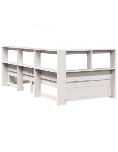 Letto Libreria senza Materasso Bianco 100x200 cm Legno di Pino
