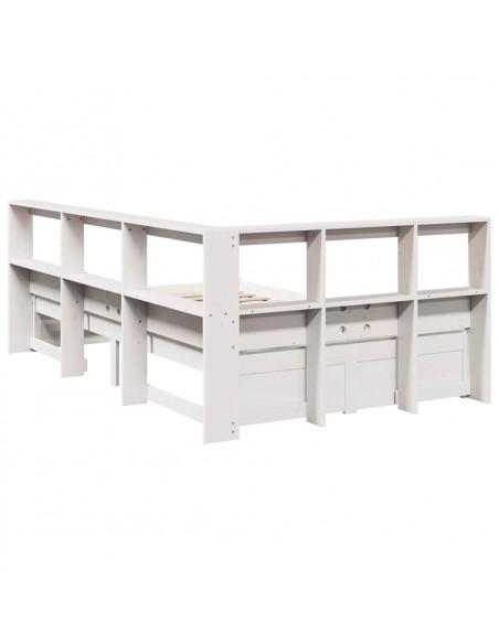 Letto Libreria senza Materasso Bianco 120x200 cm Legno di Pino
