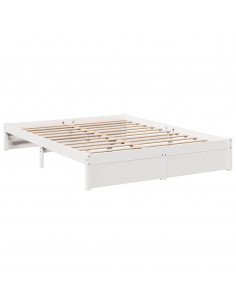 Letto Libreria senza Materasso Bianco 140x190 cm Legno di Pino 2