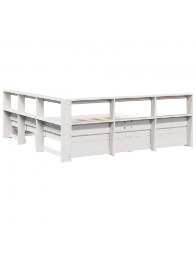 Letto Libreria senza Materasso Bianco 140x190 cm Legno di Pino