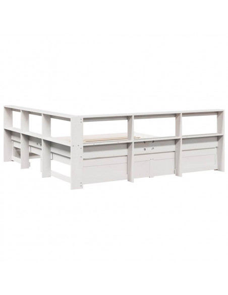 Letto Libreria senza Materasso Bianco 140x190 cm Legno di Pino