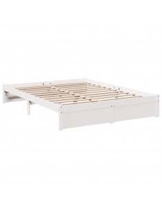 Letto Libreria senza Materasso Bianco 140x200 cm Legno di Pino 2
