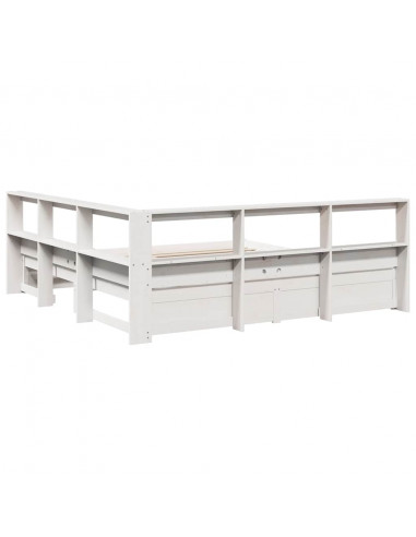 Letto Libreria senza Materasso Bianco 140x200 cm Legno di Pino