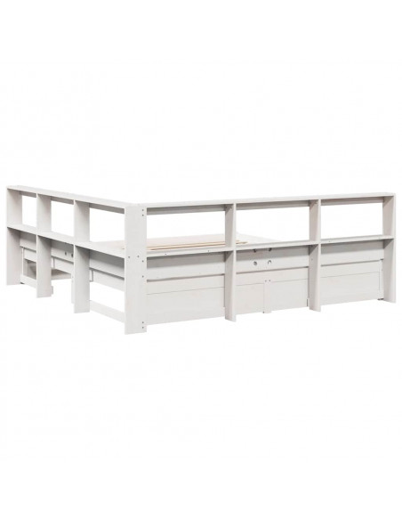 Letto Libreria senza Materasso Bianco 140x200 cm Legno di Pino