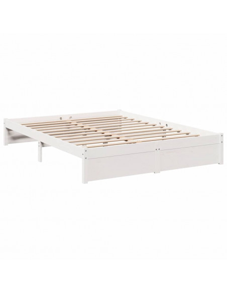 Letto Libreria senza Materasso Bianco 150x200 cm Legno di Pino