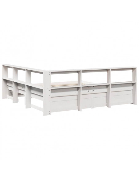 Letto Libreria senza Materasso Bianco 150x200 cm Legno di Pino