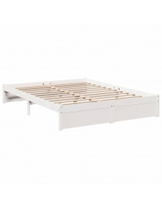 Letto Libreria senza Materasso Bianco 160x200 cm Legno di Pino 2
