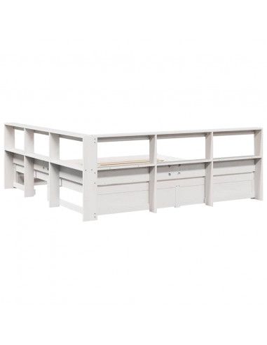 Letto Libreria senza Materasso Bianco 160x200 cm Legno di Pino