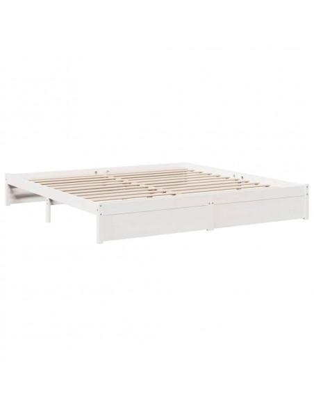 Letto Libreria senza Materasso Bianco 200x200 cm Legno di Pino