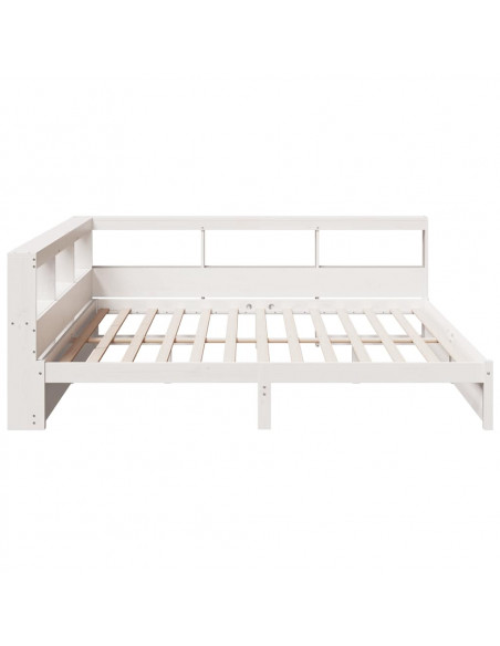 Letto Libreria senza Materasso Bianco 200x200 cm Legno di Pino