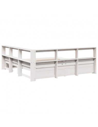 Letto Libreria senza Materasso Bianco 200x200 cm Legno di Pino