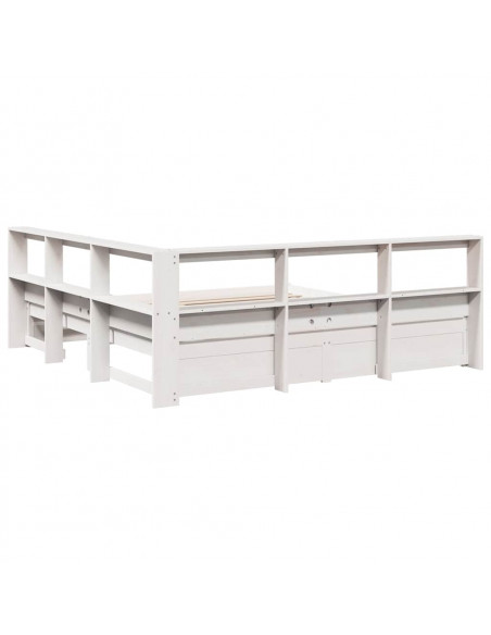Letto Libreria senza Materasso Bianco 200x200 cm Legno di Pino