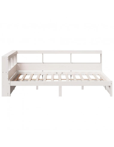 Letto Libreria senza Materasso Bianco 90x190 cm Massello Pino