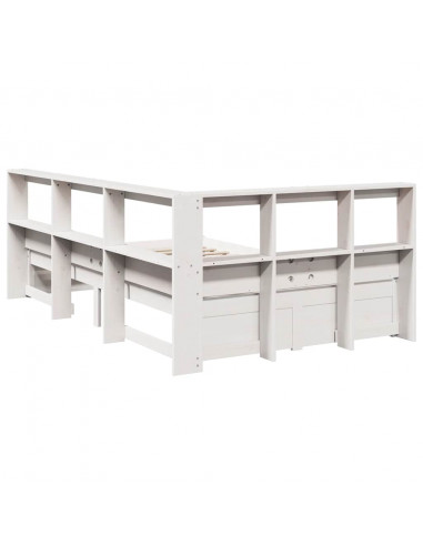 Letto Libreria senza Materasso Bianco 90x190 cm Massello Pino