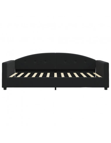 Divano Letto con Materasso Nero 100x200 cm in Velluto