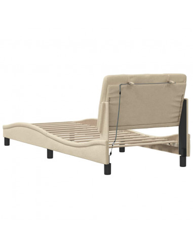 Giroletto con LED senza Materasso Crema 80x200 cm in Tessuto