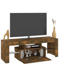 Mobile Porta TV con Luci LED Rovere Fumo 120x35x40 cm