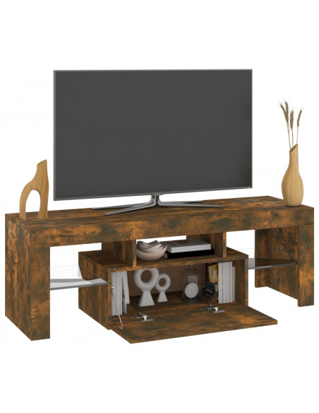Mobile Porta TV con Luci LED Rovere Fumo 120x35x40 cm