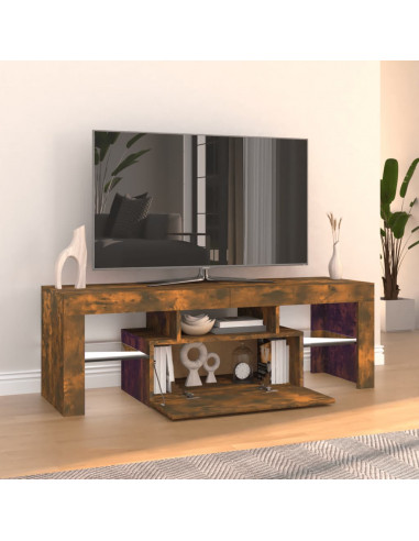 Mobile Porta TV con Luci LED Rovere Fumo 120x35x40 cm