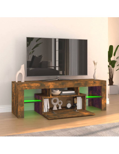 Mobile Porta TV con Luci LED Rovere Fumo 120x35x40 cm