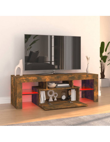 Mobile Porta TV con Luci LED Rovere Fumo 120x35x40 cm