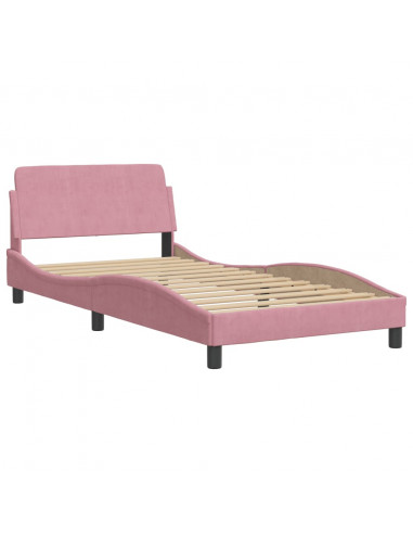 Letto con Materasso Rosa 100x200 cm in Velluto