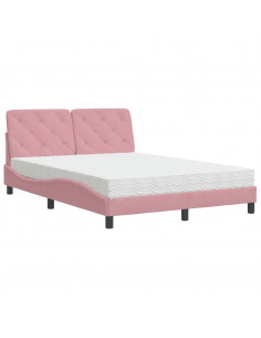Letto con Materasso Rosa 120x200 cm in Velluto