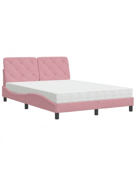 Letto con Materasso Rosa 120x200 cm in Velluto