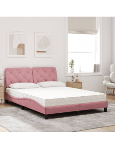 Letto con Materasso Rosa 120x200 cm in Velluto 2