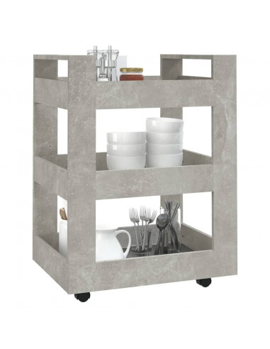 Carrello da Cucina Grigio cemento 60x45x80 cm Legno Multistrato