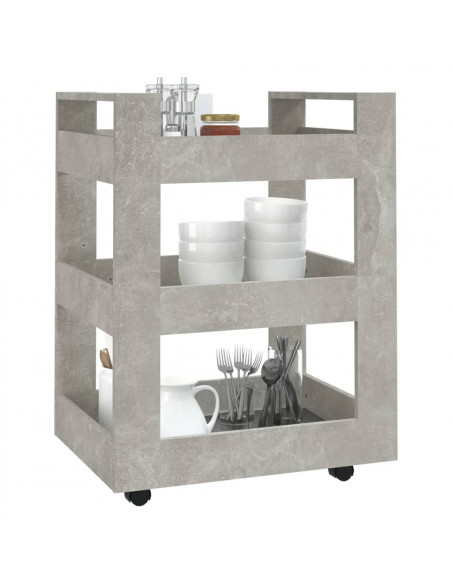 Carrello da Cucina Grigio cemento 60x45x80 cm Legno Multistrato