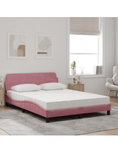 Letto con Materasso Rosa 120x200 cm in Velluto 2