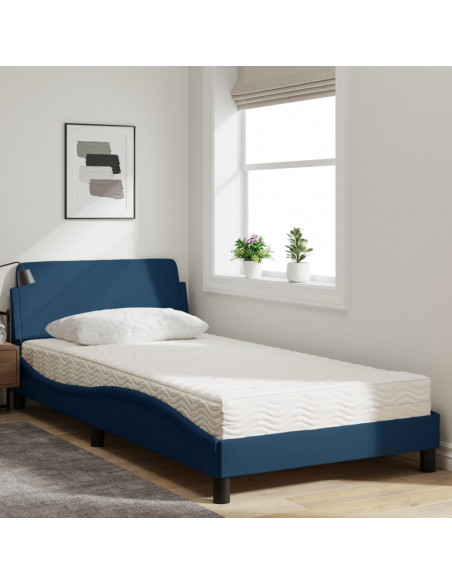 Letto con Materasso Blu 100x200 cm in Tessuto