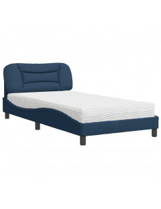 Letto con Materasso Blu 100x200 cm in Tessuto