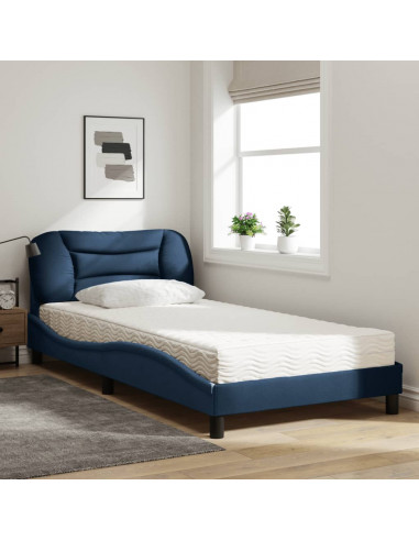 Letto con Materasso Blu 100x200 cm in Tessuto