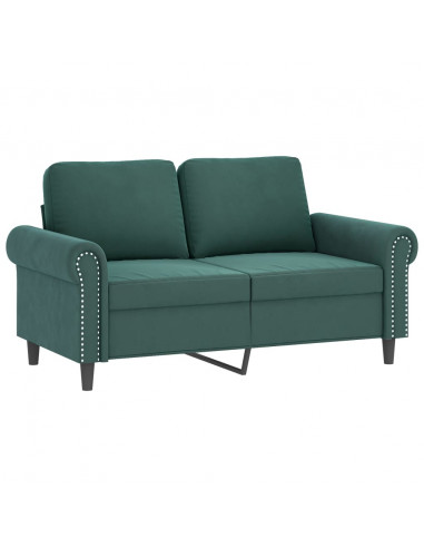 Set di Divani 2 pz con Cuscini Verde Scuro in Velluto