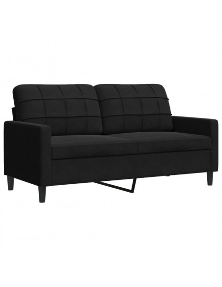 Set di Divani 2 pz con Cuscini e Rinforzi Nero in Velluto
